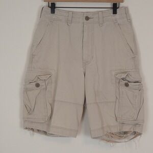 Abercrombie & Fitch Cargo Shorts Men 30 Distressed Khaki Thrashed Y2K Vtg